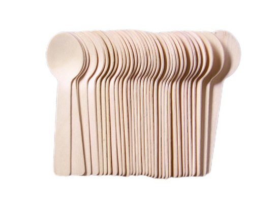 100mm Birchwood Disposable Wooden Dessert Spoons For Eating 100 Pcs