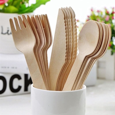 140mm Disposable Wooden Utensils Knives And Forks Canteen Supplies