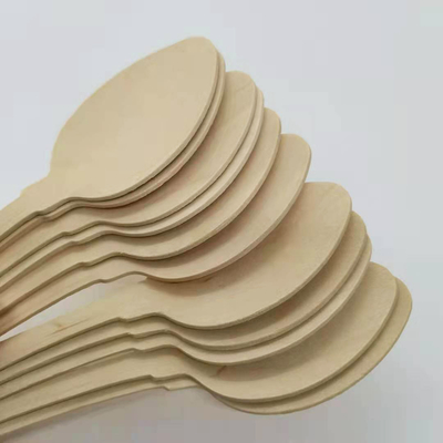 Wood Baguette Disposable Soup Spoons Utensils For Wedding 200mm
