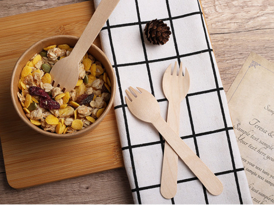 FSC 100% Birch Wooden Disposable Wooden Utensils Spork 140mm