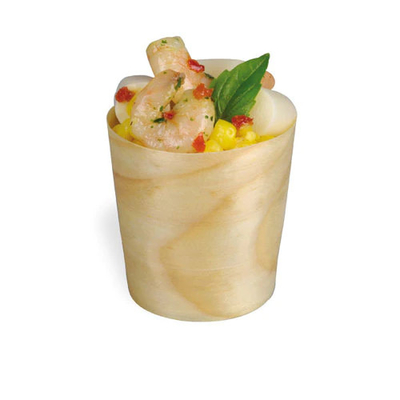 Eco Friendly Pine Wooden Mini Disposable Trifle Cups For Food Dessert 4.5cm