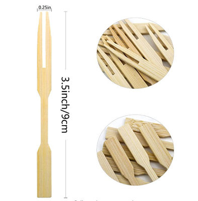 Customized Mini Biodegradable Bamboo Party Forks Disposable 9cm