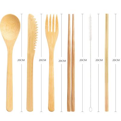 Biodegradable Bamboo Drinking Straws With Cutlery Set For Hot Drinks
