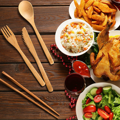 Biodegradable Bamboo Drinking Straws With Cutlery Set For Hot Drinks