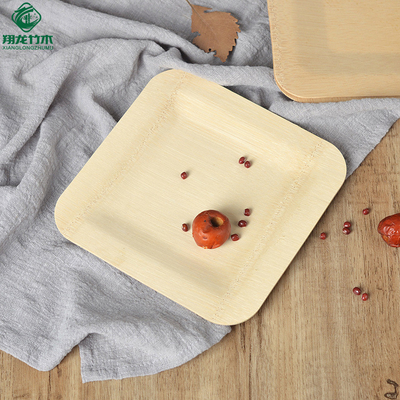 Square Compostable Plates Bulk Disposable Bamboo Dishware 18cm
