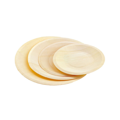 9 inch ODM Round Disposable Wood  Plates Bulk Tableware For Barbecue Birthday