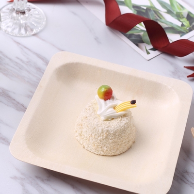 100% Natural Recyclable Disposable Wooden Plates 4.5 Inch For Buffet Inflight