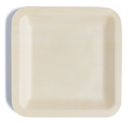 Square biodegradable Birch Wooden Disposable Party Bowls Tableware 8.5 Inch