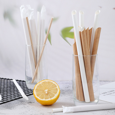 100Pack Biodegradable Kraft Paper Drinking Straws Bulk For Juices Shakes Smoothies