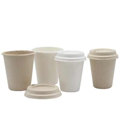Natural Color Sugarcane 350ml Bagasse Cups 12oz With Lid
