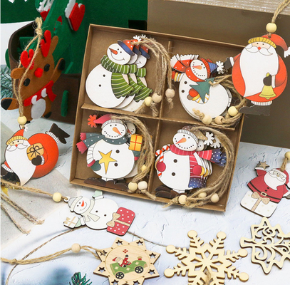 Decorative Christmas Engraved Wooden Gift Tags Set Box