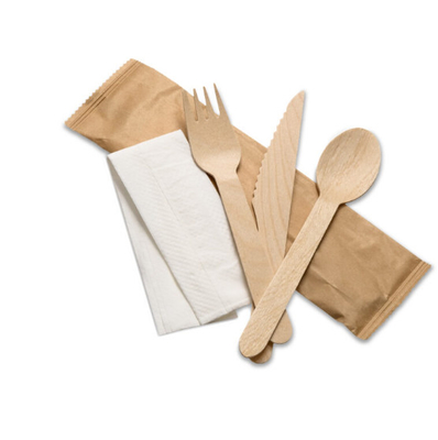160mm wooden knife fork spoon set paper includes napkin wooden disposable cutlery