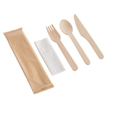 160mm wooden knife fork spoon set paper includes napkin wooden disposable cutlery