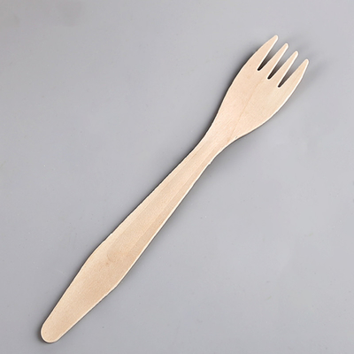 185 mm biodegradable recyclable disposable reinforced vintage wooden fork wrapped individually for activities