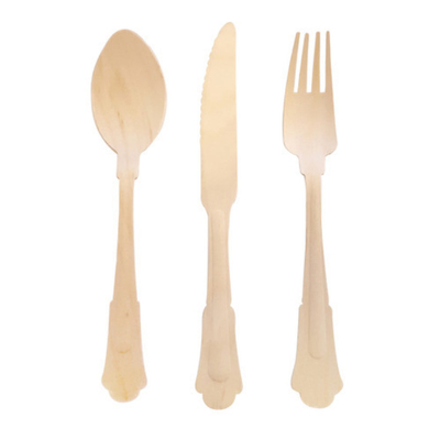 Wooden Disposable Knife Fork And Spoon Set Degradable 20cm