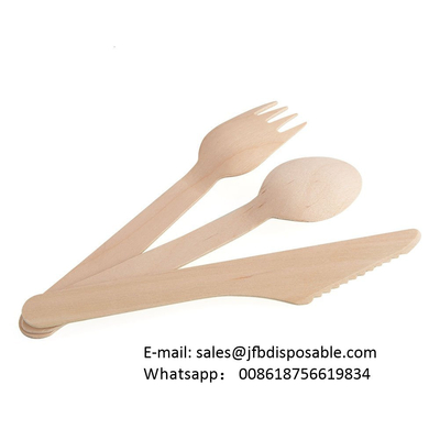 160mm JFB Craft Disposable Kraft Paper Wooden Cutlery Set With Napkins