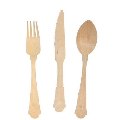 Wooden Disposable Knife Fork And Spoon Set Degradable 20cm