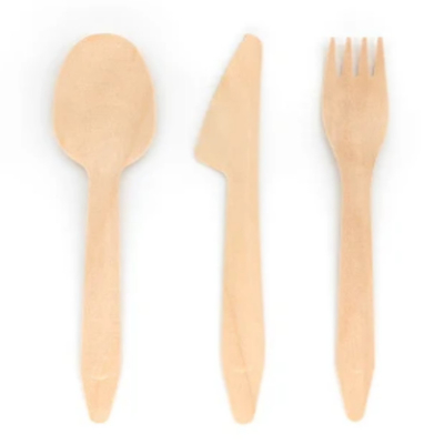Disposable Biodegradable 185mm Wooden Strong Knife Fork And Spoon Old Style