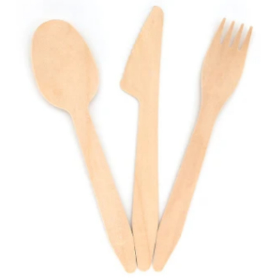 Disposable Biodegradable 185mm Wooden Strong Knife Fork And Spoon Old Style