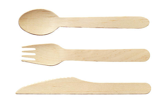 Disposable Bidegradable Wooden Knife Fork Spoon Birch Wood 16cm For Party