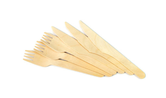 Disposable Bidegradable Wooden Knife Fork Spoon Birch Wood 16cm For Party