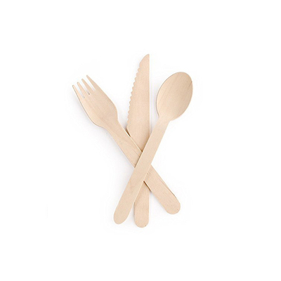 16cm Degradable Wooden Spoon Smooth Disposable Cutlery Set Family Party