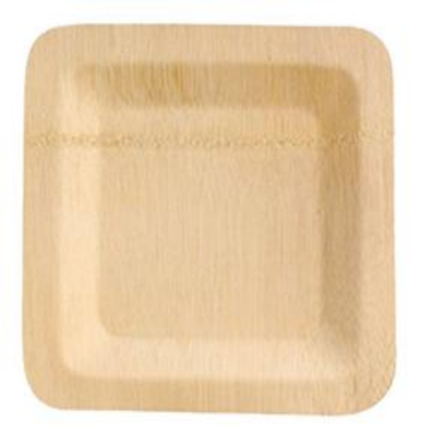 9 Inch Environmentally Friendly Biodegradable Square Bamboo Plate For Wedding Hotel