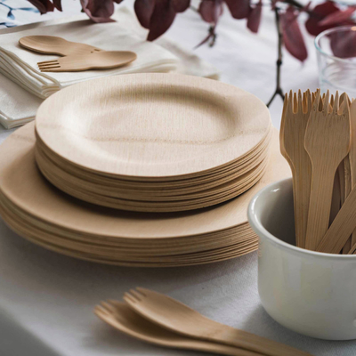 7 Inch Disposable Compostable Round Bamboo Plate High Quality Bulk Wedding Decorations