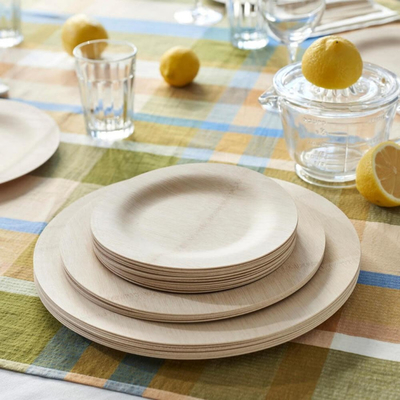 7 Inch Disposable Compostable Round Bamboo Plate High Quality Bulk Wedding Decorations