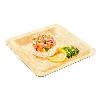 Biodegradable Round Bamboo Dinner Plates Disposable Food Tableware