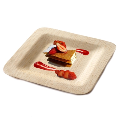 Biodegradable Round Bamboo Dinner Plates Disposable Food Tableware