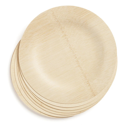 Biodegradable Round Bamboo Dinner Plates Disposable Food Tableware