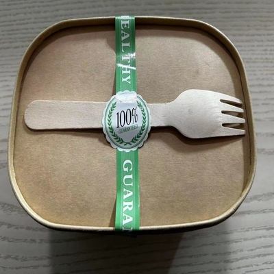 17 Cm Disposable Takeaway Brown Rectangle Kraft Paper Food Container With Cutlery Set In Restaurants Fast Food Store