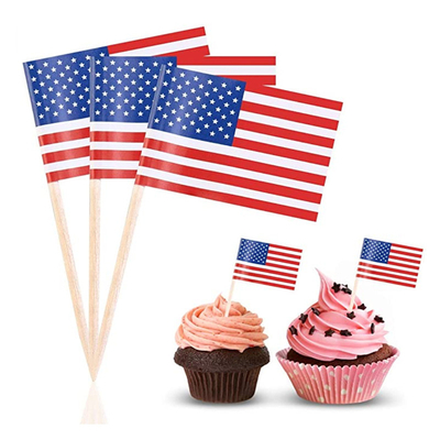 6.5cm Decorative Cocktail Stick Flags Wooden Cake Burger Toothpick Flags