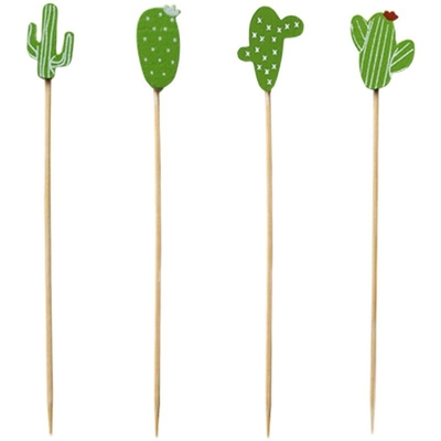 Customized Cactus Bamboo Food Picks For Appetizer Sandwich Burger Flower