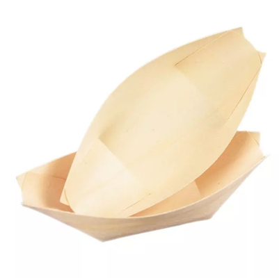 ODM 4Inch Food Grade Wooden Bamboo Sushi Boat Disposable Serving Cone
