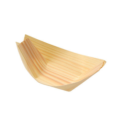 7inch Handmade Wood Disposable Serving Cone Sushi Food Boat For Dessert