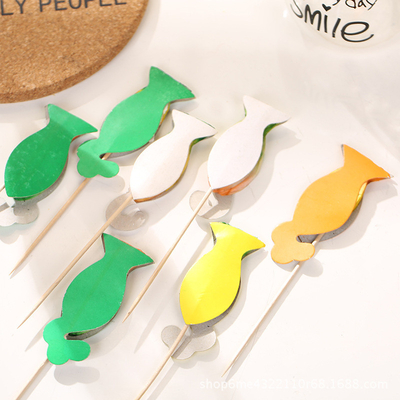 4Inch Disposable Flower Decorative Bamboo Food Picks Skewers