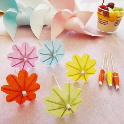 FSC 10cm Disposable Fruit Decorative Bamboo Food Picks Skewers For Cocktail Party