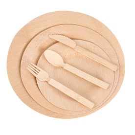 25Pcs Disposable Natural Bamboo Picnic Forks Knives