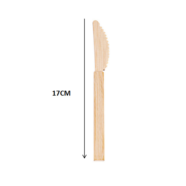 25Pcs Disposable Natural Bamboo Picnic Forks Knives